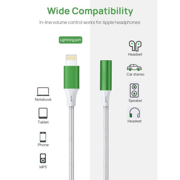 OEM 0.5M Stereo Aux Cable SGS Lightning To Auxiliary Cable
