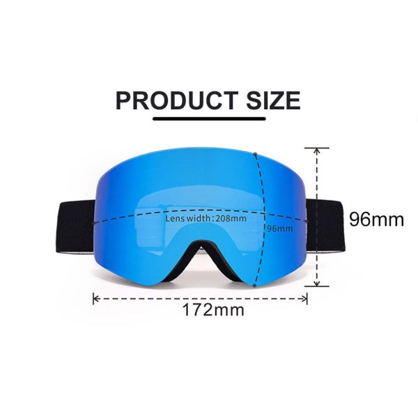 Custom Cylindrical Lens Type Double Lens Magnetic Ski Goggles with TPU PC Material
