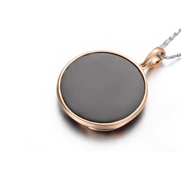 18K Rose Gold  Black Onyx  Diamonds Fastener Charm Necklace (GDN003)