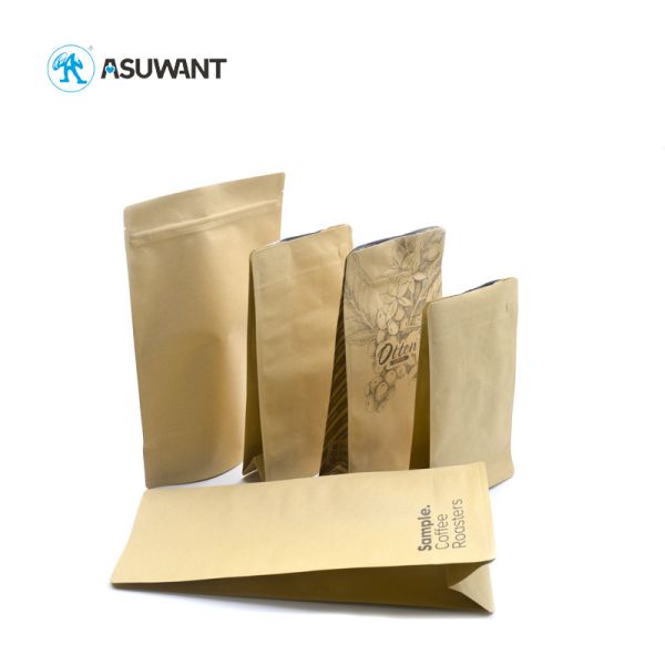 Custom Printed Matte Kraft Paper Packaging Bags Laminated Plastic Heat Seal For Tea