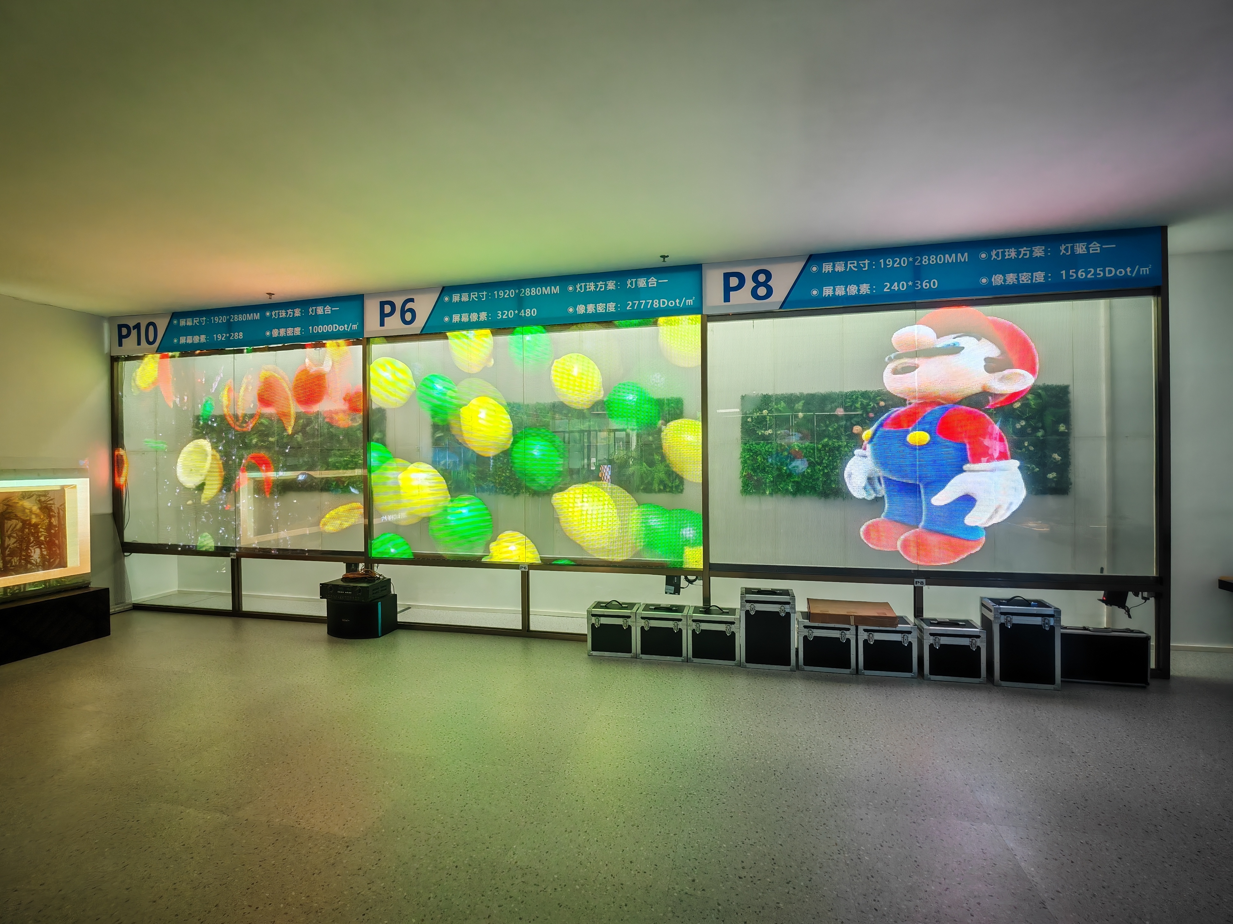 6mm Ultra Thin RGB Full Color Transparent LED Film Screen, Custom Cabinet Dimension, High Transparency Flexible LED Film for Mall Store Window Commercial Advertising