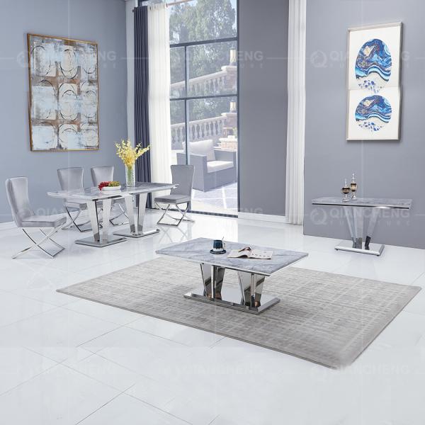 OEM Italian Living Room Furniture 36inch Stainless Steel Marble Dining Table