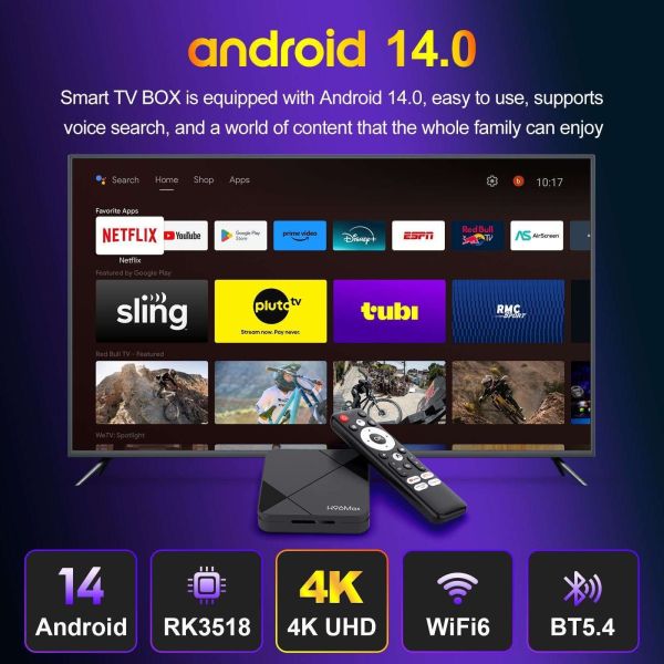 H96 Max Android 14 Set Top Box 8k Ultra HD Streaming Media Player Wifi 6