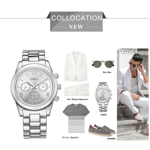 Luxury Men Alloy Quartz Watch Waterproof Wristwatch Subdial For Decoration