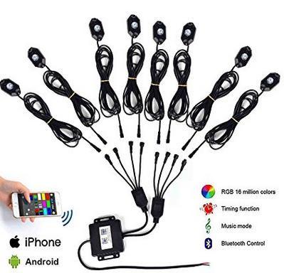 DC 9 - 30V 8 Pods Rock Lights For Trucks with Bluetooth Remote Controller