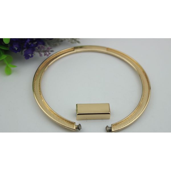 Ladies bag parts zinc alloy light gold 105 mm round metal bag handle