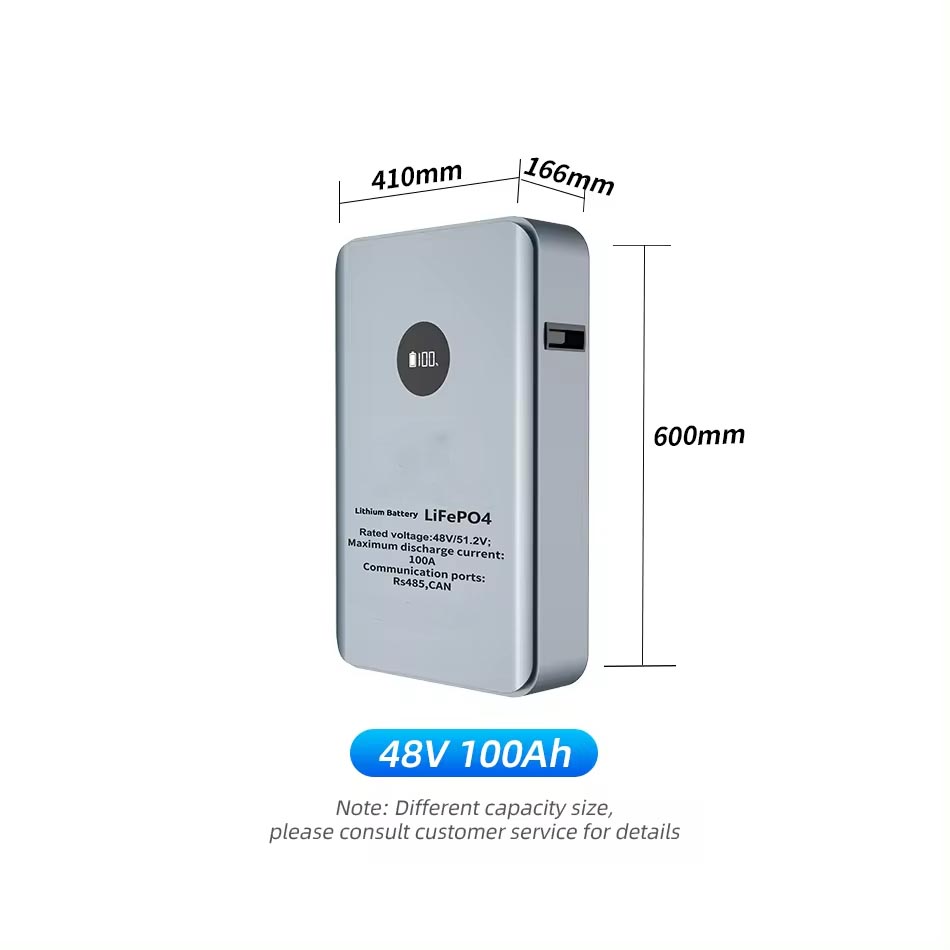 48V 51.2V Стенная литийная батарея 100Ah 200Ah Солнечная батарея LiFePo4 CAN RS485