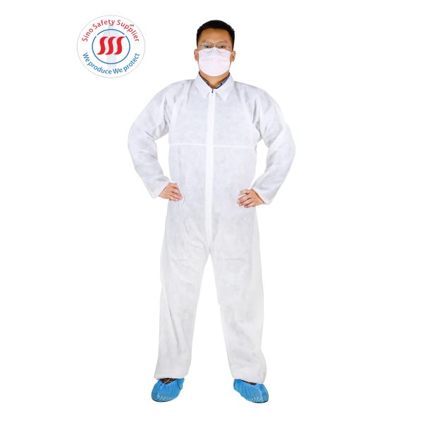 Laboratory Disposable PP Non Woven Coverall With Collar For Cleaning Room