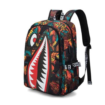 3D Printed School Students Children's Fashion Schoolbag Shark Personality Pattern Printing Light Leisure Simple Backpack