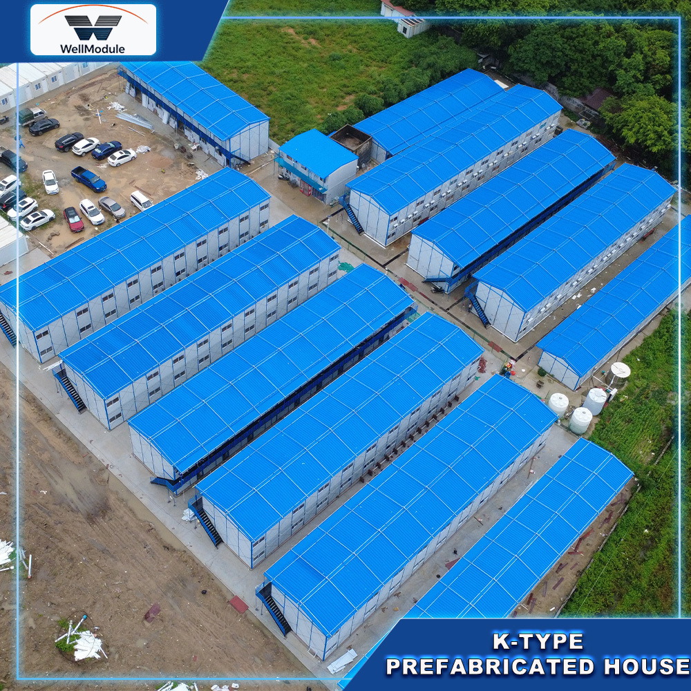 K Type Prefabricated House with Steel Structure and Sandwich Panel for Construction Camp, Worker Dormitory and Temporary Office Building