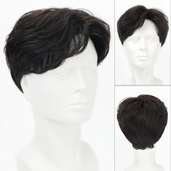 100% Human Hair Full Head Vietnam Black Very Short Cut Indian Hair Wigs for Asian Men
