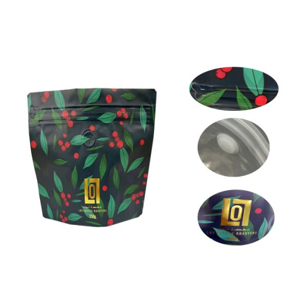 40G To 10KG Plastic Coffee Packaging Bags High Barrier Coffee Stand Up Pouches Hot Foil Stamping
