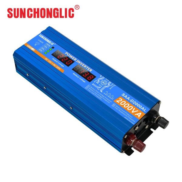 2000w power inverter with lcd display modified sine wave dc 12v to ac 220v 