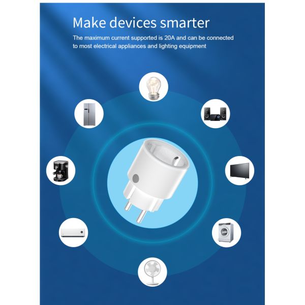 4400W RoHS Smart Wiring Devices EU WiFi Voice Activated Plug