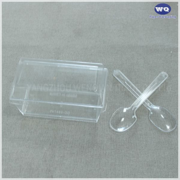 5oz Rectangular Dessert Appetizer Tumbler Cups with Plastic Spoons-Mini