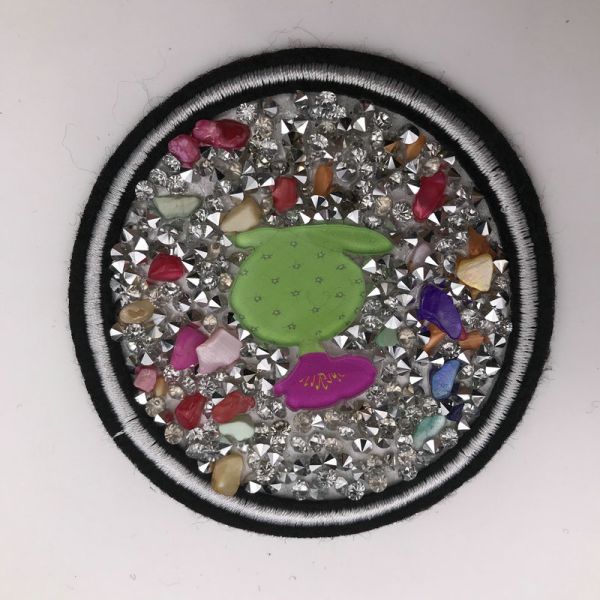 Washable Rhinestone Applique Patches Embossing / Debossing Logo