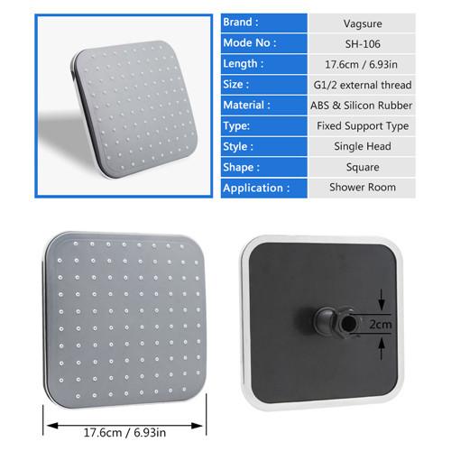 Big Size Square High Pressure Rainfall Shower Head ABS / Softer Silicon Rubber Material