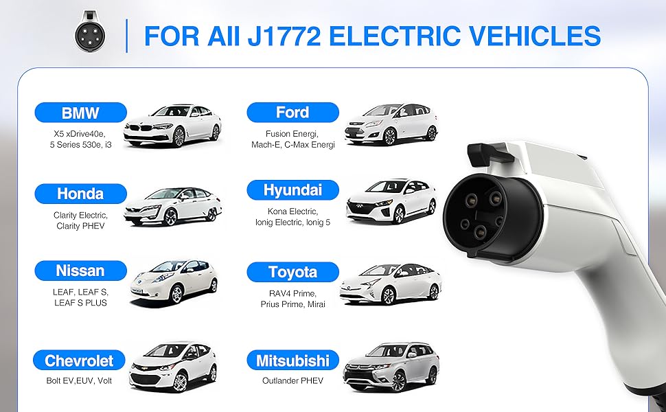 SAE J1772 EV Connector 16A 32A 40A 50A Type 1 EV Plug для стандартной зарядной станции электромобилей США EV Cable Plug