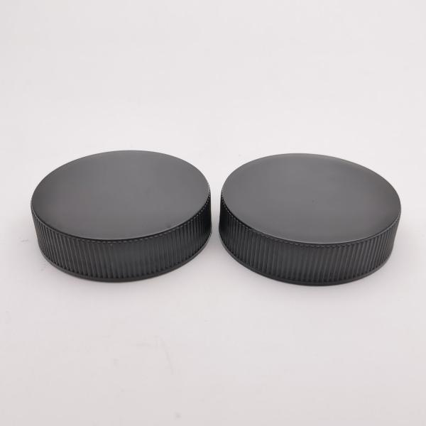 12mm Height Striped Edge Black Plastic Screw Cap For Toner Creams