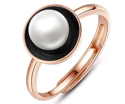 Women's fashion wild s925 silver bowl Pearl Ring