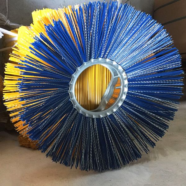 Steel Ring Wafer Brush PP Mixed Steel Wire Bristles Sweeper Broom For Snow Sweeper