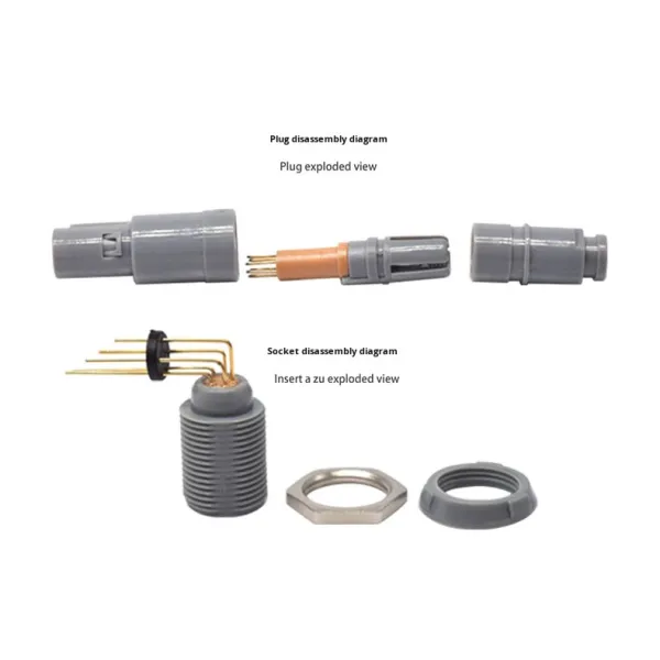 PCB Board Mount 1P 90-Degree Long-Bend Pin Socket Plastic Plug&Play Self-Locking Connector Male/Female Gray Made China Alcohol