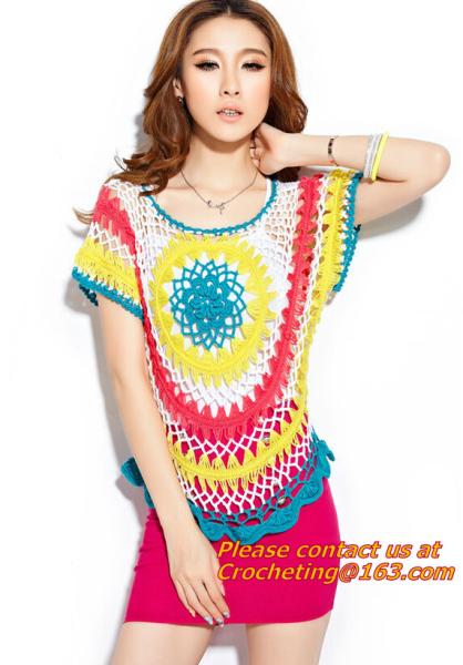 Crocheted pullover, spring summer women's crocheted sleeveless pull over top with stretch