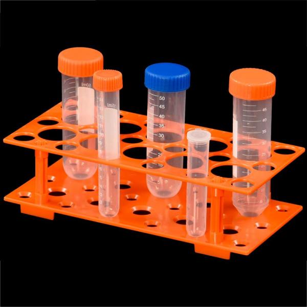 Test Tube Rack, Centrifuge Tube Holder (2 Pack - Blue and Orange) for 10ml, 15ml, 50ml, Detachable Plastic Stand