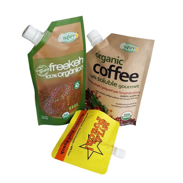 Biodegradable 50ml Kraft Paper Liquid Spout Bag Stand Up For Juice