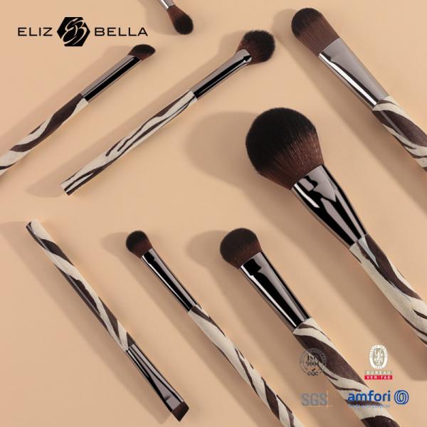 A composição das mulheres 8PCS escova o cabelo que 100% de Syntheitc da virola da arma a escova cosmética ajustou o punho plástico imprimindo completo