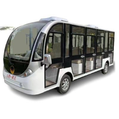 Autocarro elétrico de mini turismo de cor branca com pneus de estrada 14 passageiros