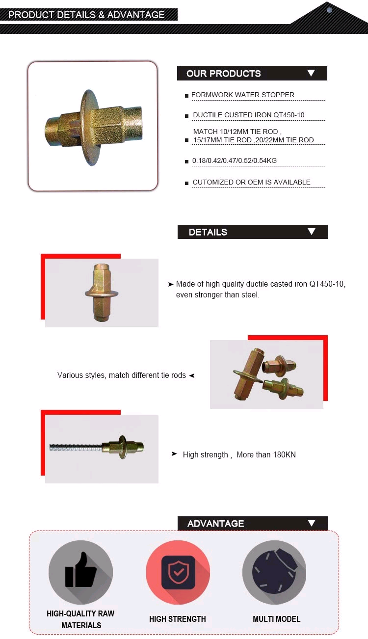 Construction Concrete Formwork Parts Shuttering Materials Water Stopper Nut 15/17mm