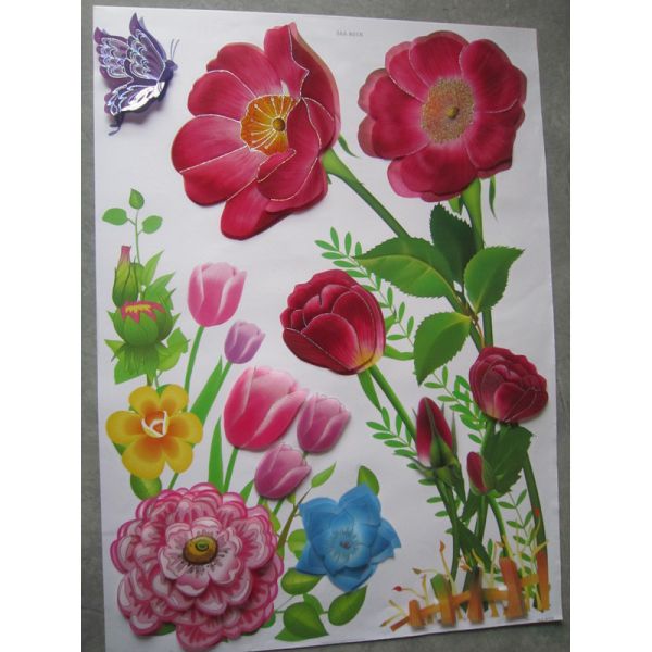Non-toxic , Removable 3270 Flower Vinyl 3d Wall Decoration Stickers Used for Plastics