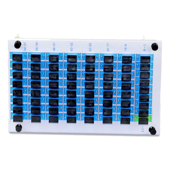 LGX SC / APC 1x64 PLC Optical Splitter 8 Layers X 8 Green Vertical