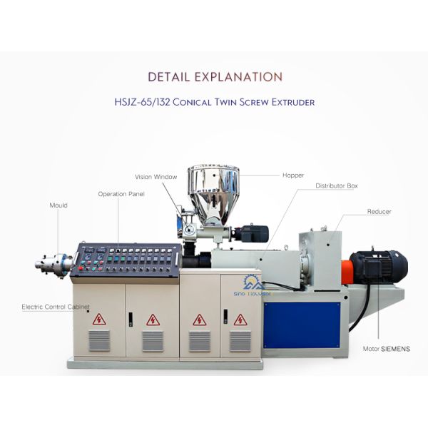 38CrMoALA Plastic Conical Twin Screw Extruder 150-250kg/H