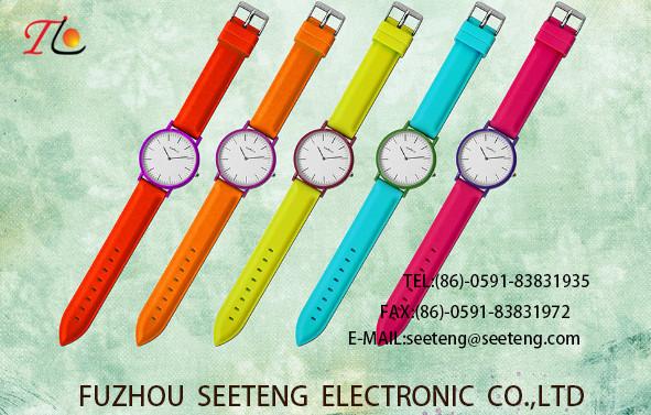 wholesale  Pu watch Round dial alloy case  quartz watch fashion watch pu strap Multicolor strap   custom LOGO Colorwatch