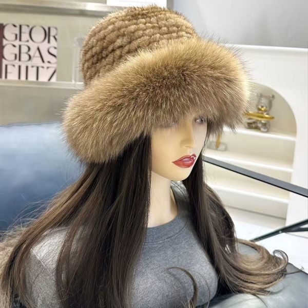 Faux Mink Faux Fox Fur Warm Fisherman Hats