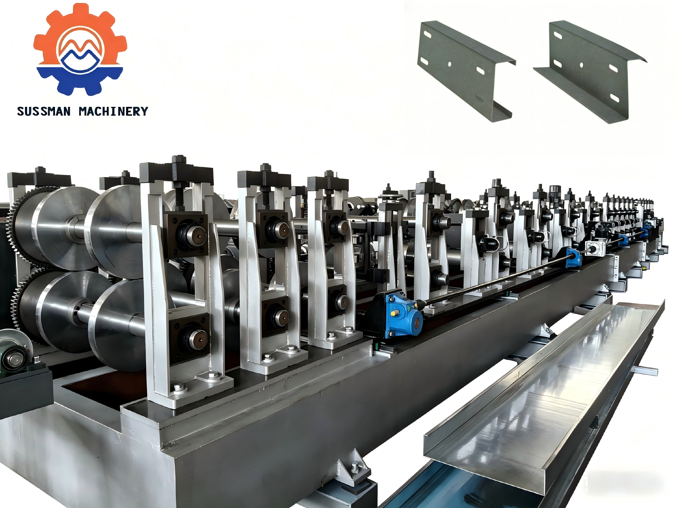 2.0-3.5mm Galvanized Steel 100-500mm Width Adjustable CZ Purlin Roll Forming Machine With Auto Stacker For  Building Structure