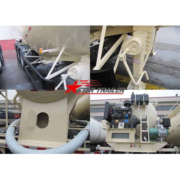 Three Alxe Bulk Cement Tanker Trailer , Long Life Cement Carrier Truck