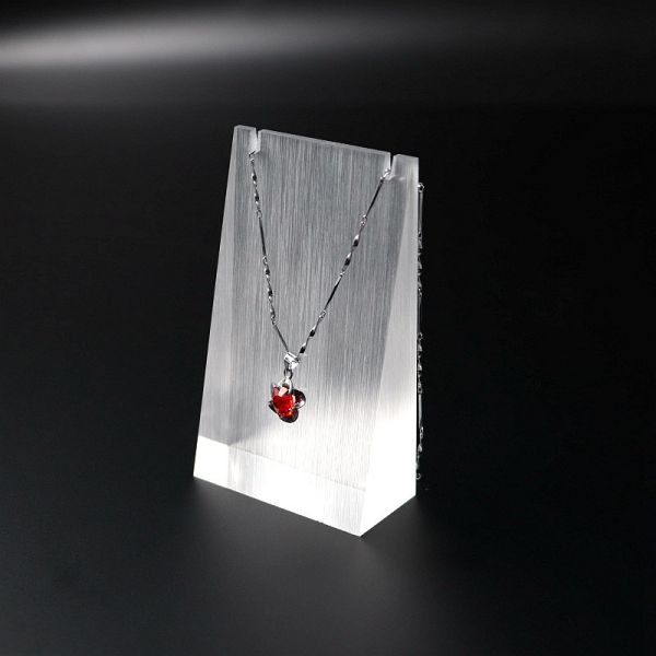 Custom Size Acrylic Necklace Display Holder Brushed Finishing For Jewelry Store
