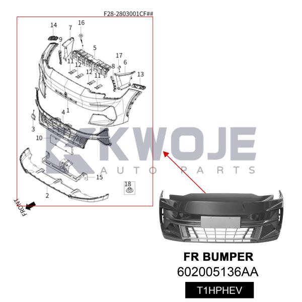 Réglage du radiateur pour Chery Jetour 602005136AA-T1HPHEV