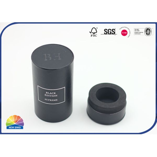 Hot Silver Stamping Composite Paper Tube With Leather Surface Stainless Steel End 50ml