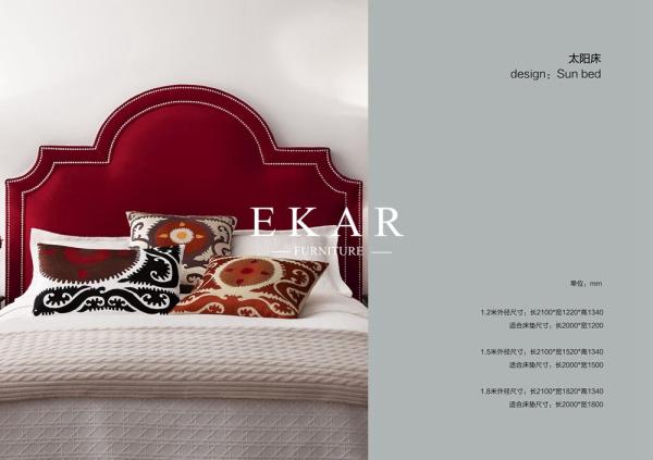Modern Solid Wood Frame MDF King Size Bedroom Contemporary Fabric Headboard Bed