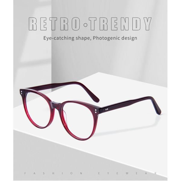 Custom Logo Acetate Round Optical Frame Glasses OEM ODM Unisex Men Women