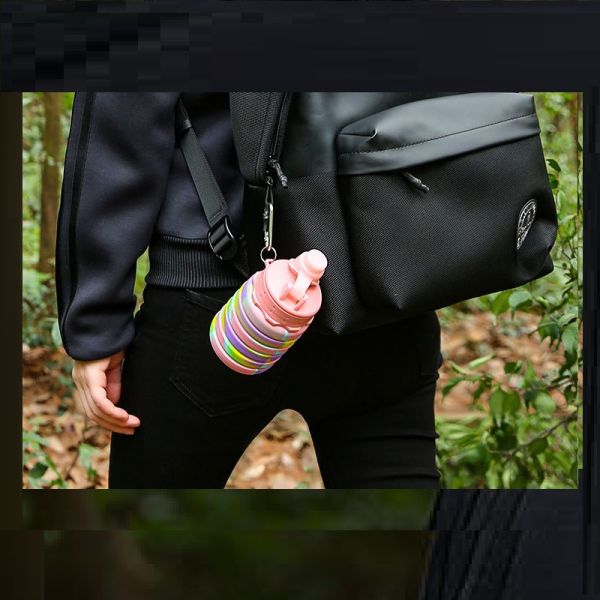 Portable Water Bottle for Fitness and Riding Creative Camouflage Silicone Folding Mug