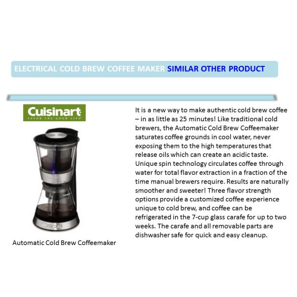 Brand New  Electric Cold Brew Coffee Maker GK-SF952