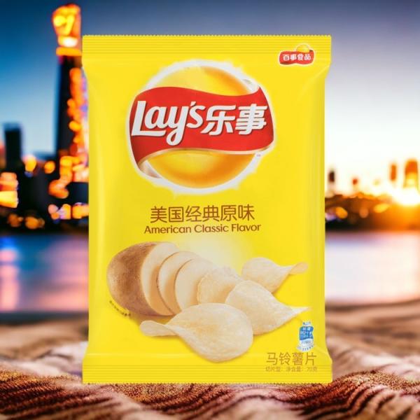 Lay's Classic Flavor Chips - 70 g Packs, 22 -Count Wholesale Case- Asian Snack Supplier - China Origin