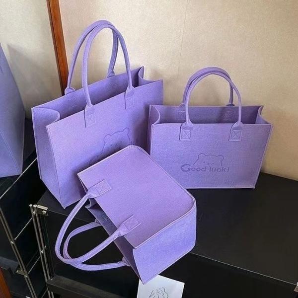 Factory Price Carry Tote Shopping Bag Felt Grocery Tote Bag Large Portable Handbag Reusable Gift Bag For Party Favors Gym Beach DIY Handcraft