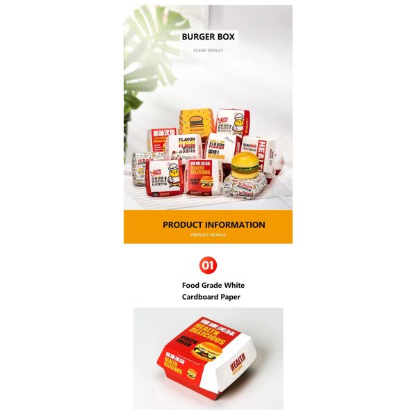 Alimentos personalizados para la restauración de fritas francesas Contenedores para servir alimentos Papel de cartón Kraft corrugado