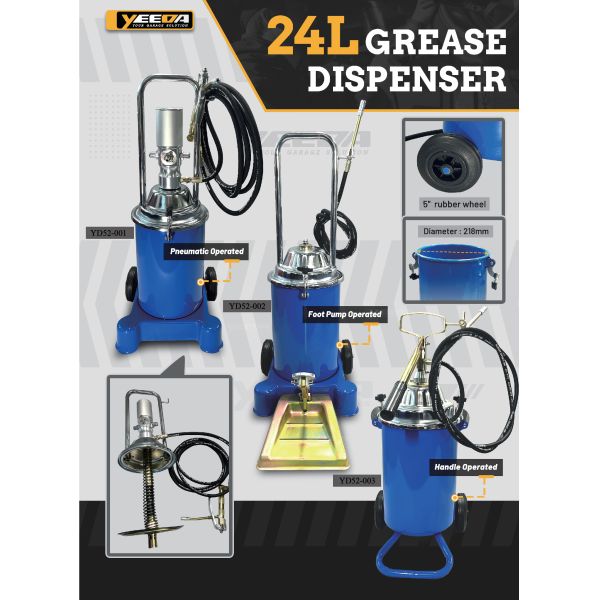 Workshop 24L Grease Dispenser, Multiple Operation Modes